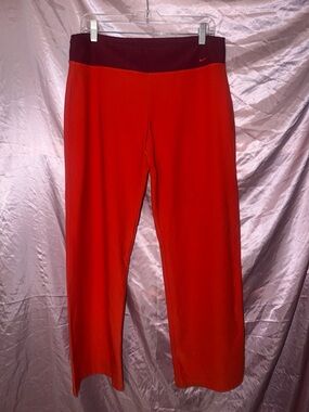 Nike Red Women’s Athletic Pants with Burgundy Waistband